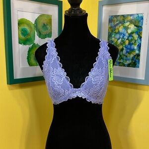 NWT Sam Edelman Lavender Wirefree Lace Convertible Halter Bralette Size Large